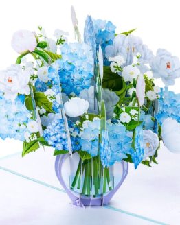 Pop Up kort - Vase med blå hortensia