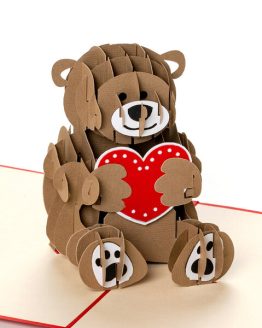 Pop Up-kort- Teddy med Hjerte