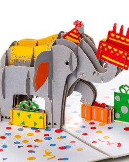 Pop Up-kort- Fødselsdagskort med Elefant