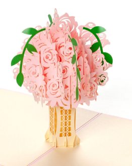 Pop up-kort - Rosa Blomsterbuket